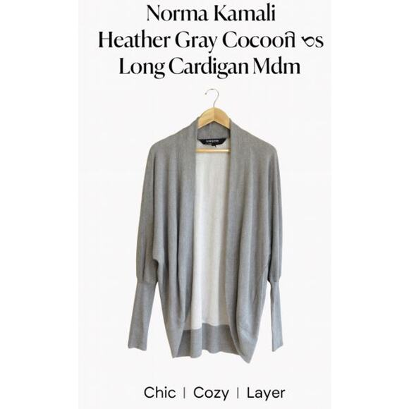 Norma Kamali Gray Cocoon Cardigan   Chic Cozy Oversized Fit Medium - Picture 1 of 7